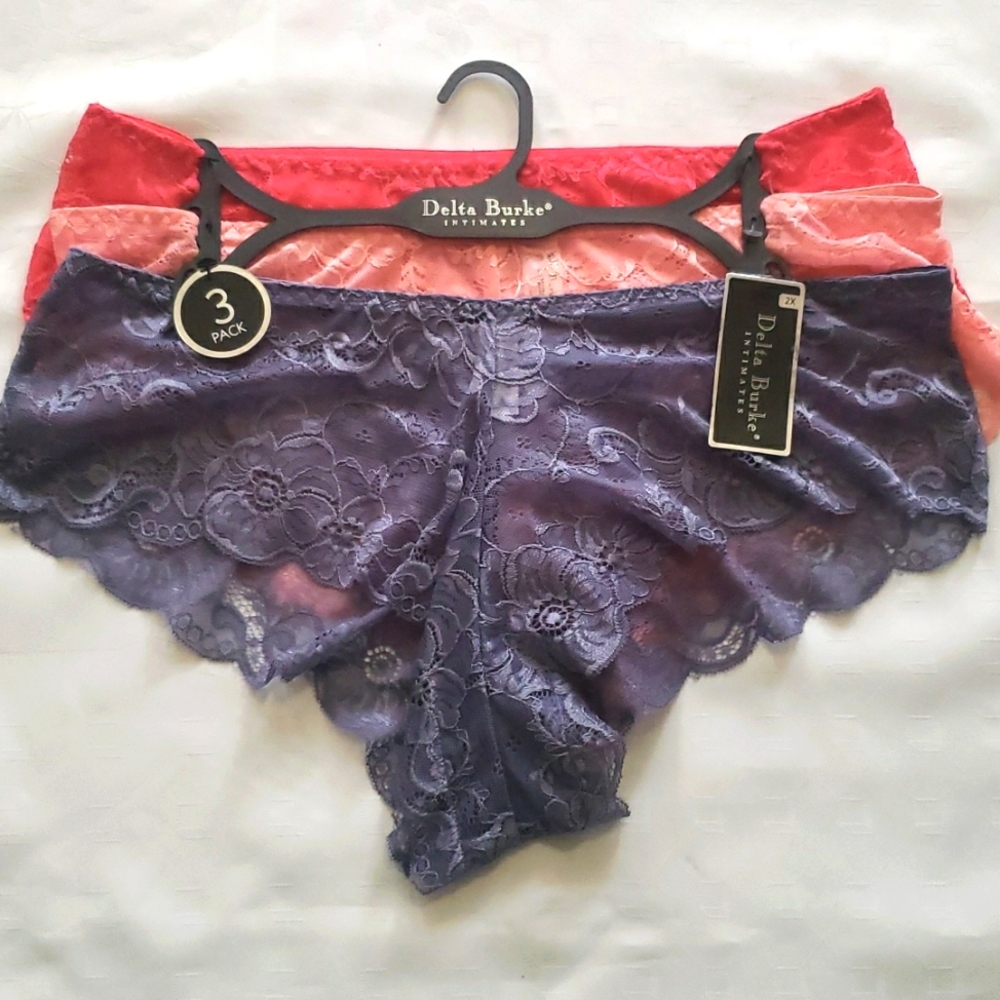Delta Burke 3-pac Lace Intimates Panties Size 2X